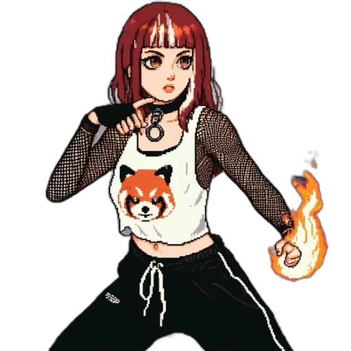 staff, pixel art, anime, cartoon, concept art, fire, monochrome, red transparent PNG cut-out