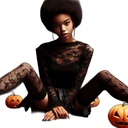 dress, concept art, photorealistic, dark, young, woman, afro, hairstyle transparent PNG cut-out