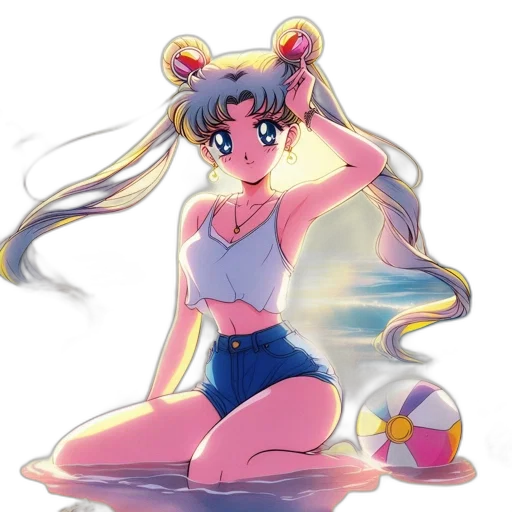vaporwave, anime, concept art, cartoon, underwater, neon lights, outer space, fire transparent PNG cut-out