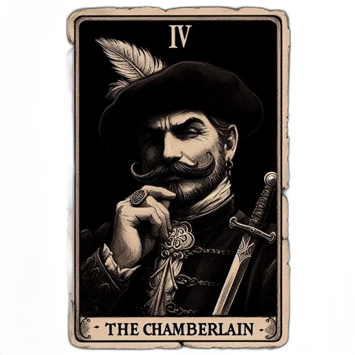 staff, concept art, monochromatic, chamberlain, tarot, card, features, contemplative transparent PNG cut-out