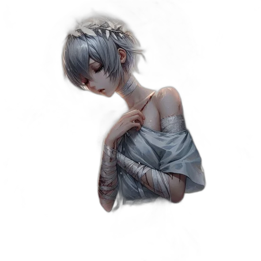 dress, creature, robot, jewelry, concept art, fantasy art, watercolor, photorealistic transparent PNG cut-out