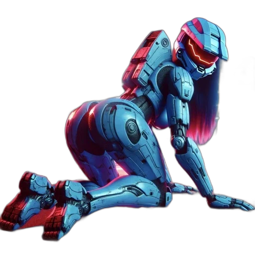 robot, concept art, cyberpunk, vaporwave, pixel art, blue, futuristic, robotic transparent PNG cut-out