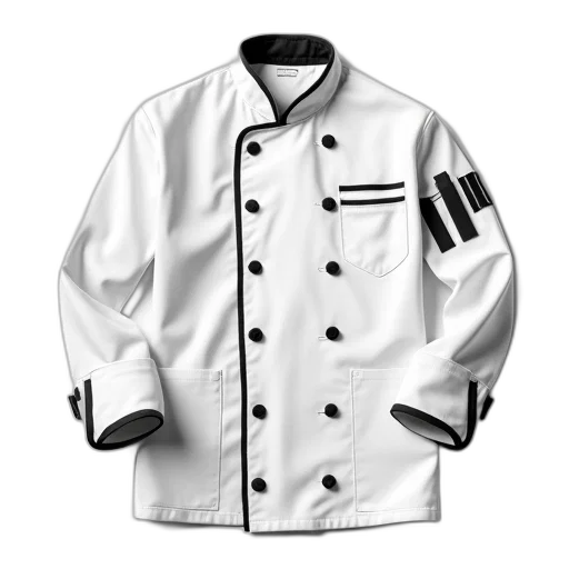 jacket, food, staff, white, chef, collar, buttoned, cuffs transparent PNG cut-out