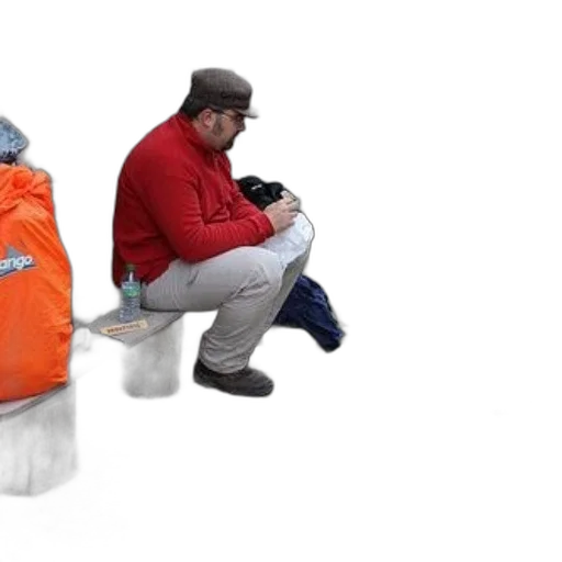 jacket, hat, furniture, 3d render, concept art, man, red, sweater transparent PNG cut-out