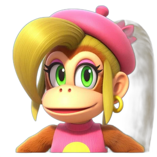 hat, crown, animal, face, 3d render, concept art, photorealistic, monkey-like transparent PNG cut-out