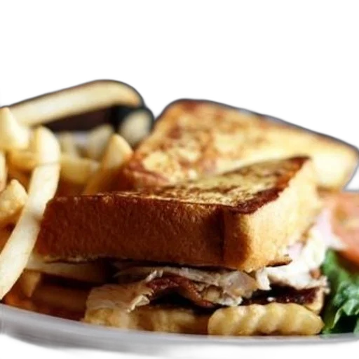 food, photorealistic, 3d render, delicious, club, sandwich, crispy, fries transparent PNG cut-out