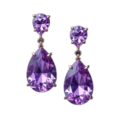 jewelry, pair, earrings, purple, gemstone, design transparent PNG cut-out