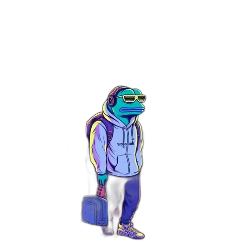 jacket, creature, robot, animal, vaporwave, 3d render, concept art, cartoon transparent PNG cut-out