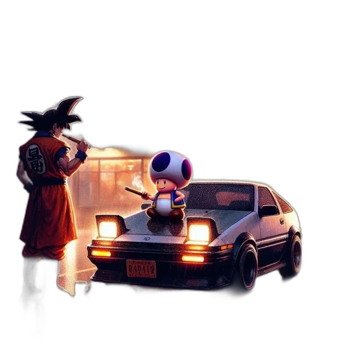 car, robot, weapon, concept art, pixel art, cyberpunk, comic book art, outer space transparent PNG cut-out