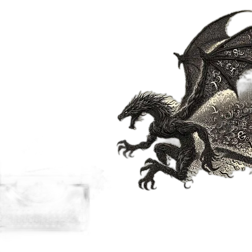 dragon, creature, animal, sword, concept art, fantasy art, photorealistic, 3d render transparent PNG cut-out