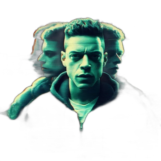 jacket, face, mask, cyberpunk, concept art, pixel art, photorealistic, green transparent PNG cut-out