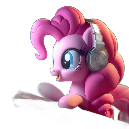 3d render, concept art, cartoon, fantasy art, animated, pink, pony, wears transparent PNG cut-out