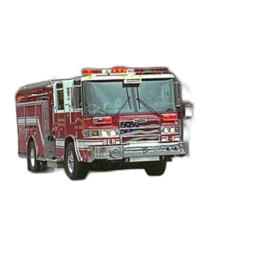 3d render, photorealistic, red, fire, truck, american, flag, design transparent PNG cut-out