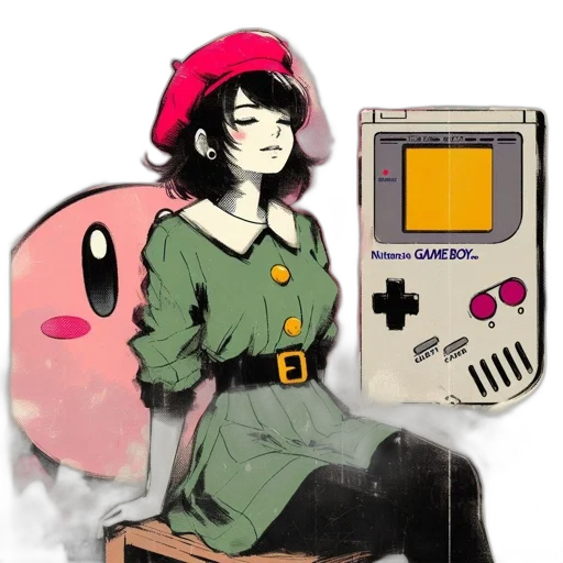 robot, dress, hat, weapon, pixel art, watercolor, concept art, vaporwave transparent PNG cut-out