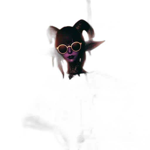 mask, animal, creature, staff, 3d render, vaporwave, concept art, anime transparent PNG cut-out