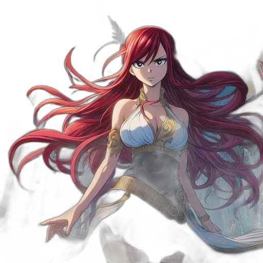 dress, fantasy art, concept art, anime, watercolor, underwater, fire, red transparent PNG cut-out