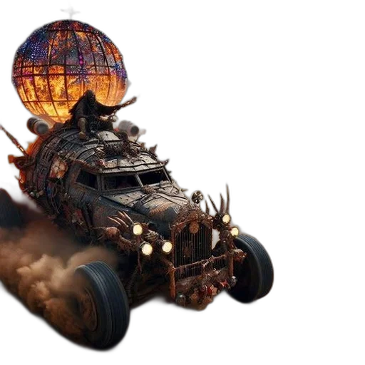 car, weapon, concept art, fantasy art, 3d render, photorealistic, post-apocalyptic, desert transparent PNG cut-out