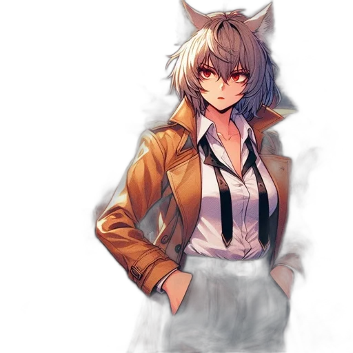 jacket, staff, animal, dress, anime, concept art, pixel art, watercolor transparent PNG cut-out