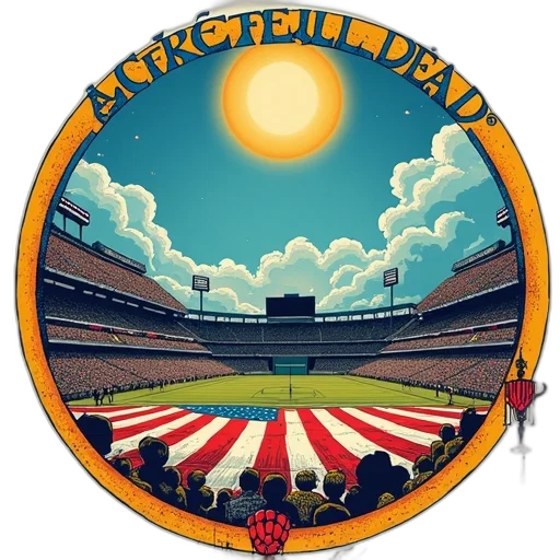 second, image, stylized, illustration, stadium, large, american, flag transparent PNG cut-out
