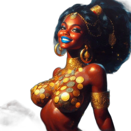 concept art, fantasy art, comic book art, photorealistic, neon lights, outer space, golden, portrait transparent PNG cut-out