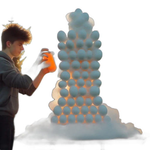 bottle, food, concept art, 3d render, snow, fire, fog, teen transparent PNG cut-out