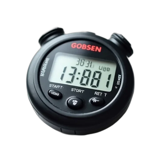 black, digital, stopwatch, white, face, red, gobsen, branding transparent PNG cut-out