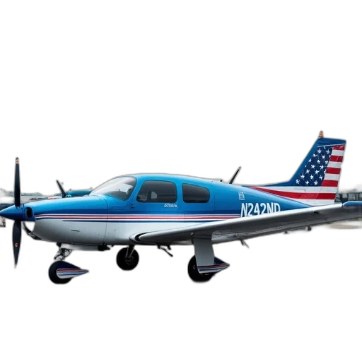 3d render, small, blue, white, airplane, registration, number, n242md transparent PNG cut-out