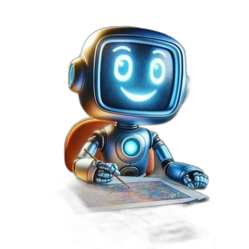 robot, staff, 3d render, concept art, cartoon, comic book art, blue, anthropomorphic transparent PNG cut-out