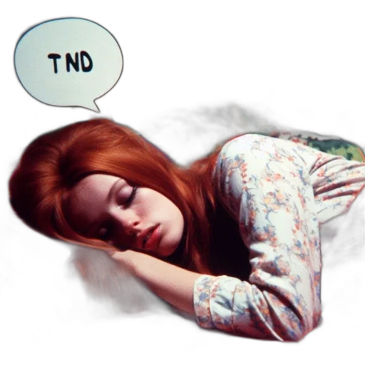 photorealistic, 3d render, pixel art, young, woman, sleeps, deeply, vividly-patterned transparent PNG cut-out