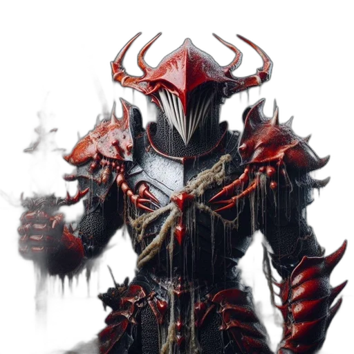 mask, weapon, concept art, fantasy art, comic book art, pixel art, red, dark transparent PNG cut-out
