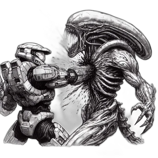 creature, robot, concept art, comic book art, fantasy art, pixel art, outer space, underwater transparent PNG cut-out