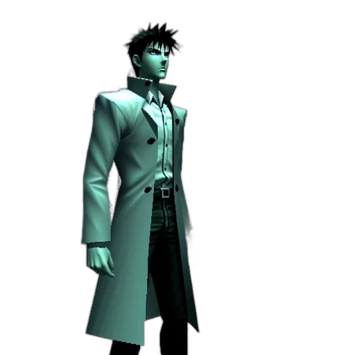 jacket, staff, 3d render, concept art, cyberpunk, photorealistic, green, blue transparent PNG cut-out