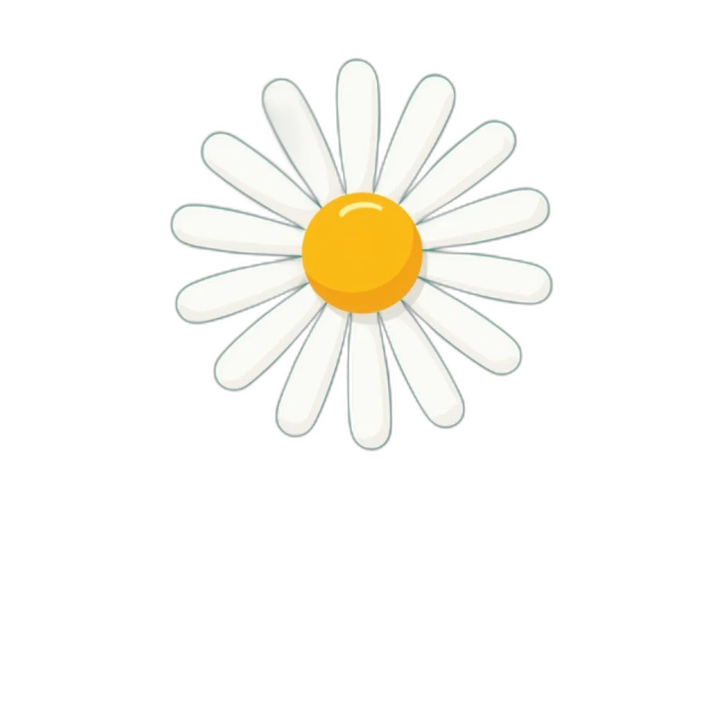 flower, crown, weapon, umbrella, stylized, illustration, daisy, large transparent PNG cut-out