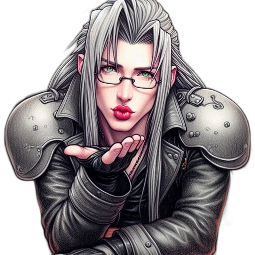 jacket, fantasy art, photorealistic, cartoon, concept art, person, long, silver transparent PNG cut-out