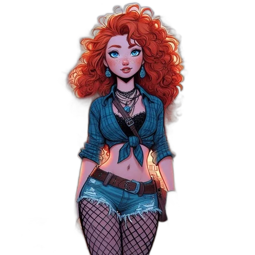 comic book art, concept art, cartoon, fantasy art, vibrant, female, character, red transparent PNG cut-out