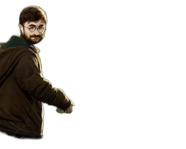 jacket, staff, concept art, cartoon, pixel art, comic book art, daniel, radcliffe transparent PNG cut-out