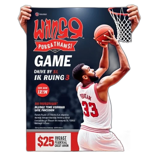 promotional, poster, basketball, game, featuring, wings, team, includes transparent PNG cut-out