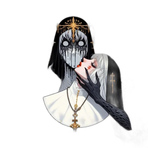 mask, jewelry, crown, face, concept art, fantasy art, pixel art, anime transparent PNG cut-out