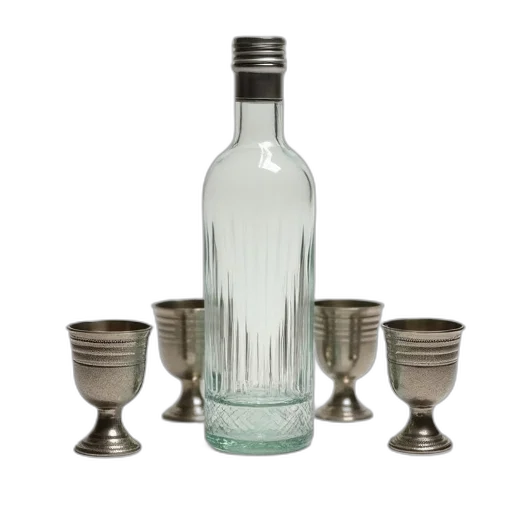 bottle, crown, 3d render, photorealistic, transparent, glass, metallic, cap transparent PNG cut-out