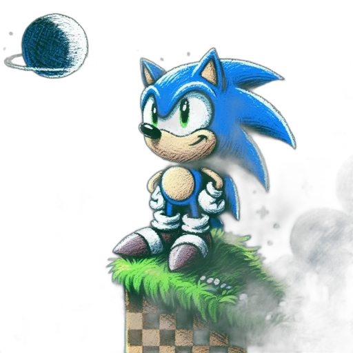 pixel art, concept art, fantasy art, comic book art, fog, blue, sonic, hedgehog transparent PNG cut-out