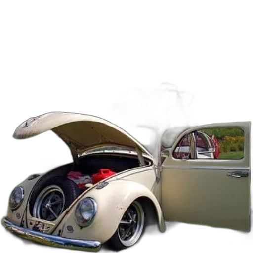 car, 3d render, photorealistic, concept art, vintage, volkswagen, beetle, trunk transparent PNG cut-out