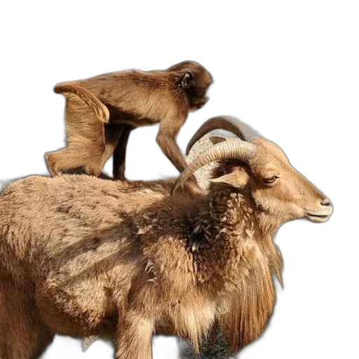 animal, monkey, perched, back, goat, natural, setting transparent PNG cut-out