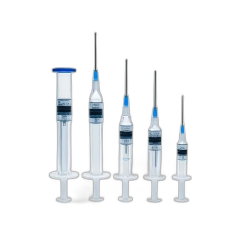 weapon, staff, set, six, clear, plastic, syringes, blue transparent PNG cut-out