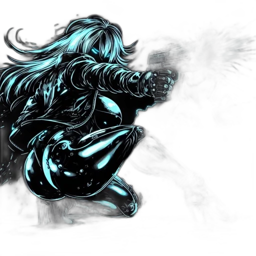 hair, weapon, sword, concept art, comic book art, fantasy art, cyberpunk, fire transparent PNG cut-out