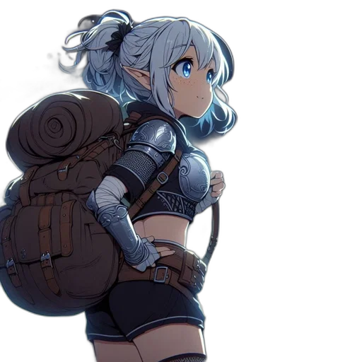 weapon, staff, robot, jacket, anime, concept art, fantasy art, pixel art transparent PNG cut-out