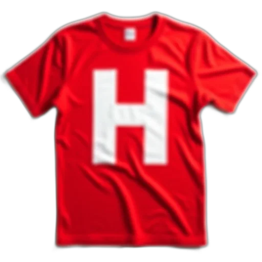red, t-shirt, large, bold, white, center, positioned, background transparent PNG cut-out