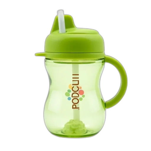 bottle, green, sippy, cup, clear, plastic, body, lid transparent PNG cut-out