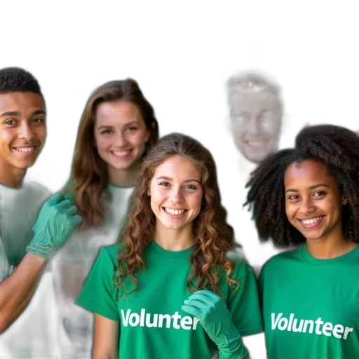 staff, face, group, young, people, wearing, green, shirts transparent PNG cut-out