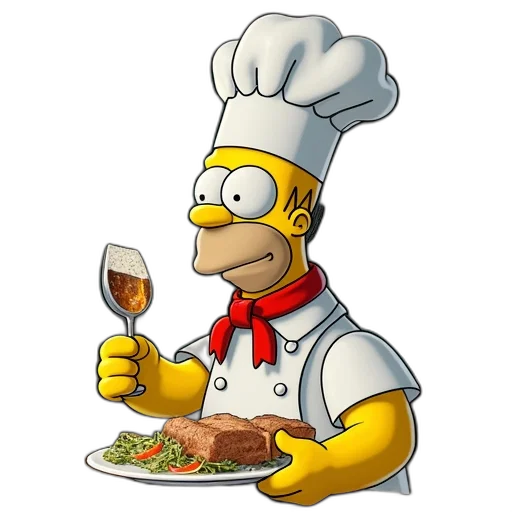 food, staff, pixel art, cartoon, 3d render, concept art, homer, simpson transparent PNG cut-out