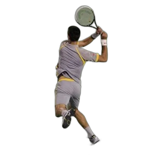 staff, photorealistic, 3d render, concept art, tennis, player, mid-air, wearing transparent PNG cut-out
